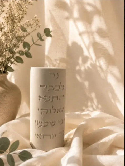 נר זיכרון גבוה עם חריטת כיתוב אישי